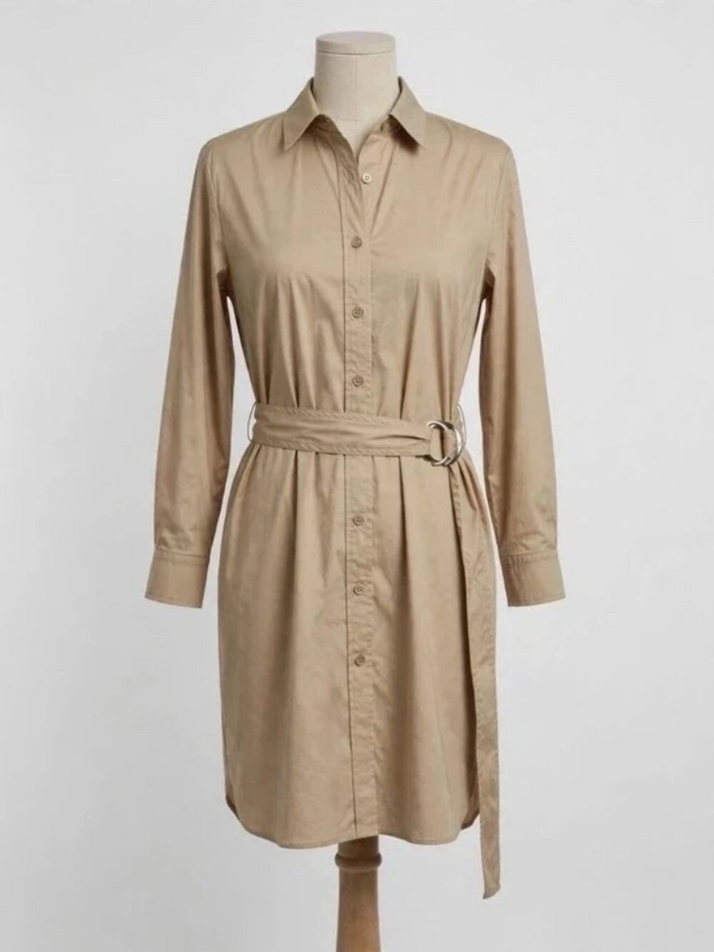 Lauren Ralph Lauren Belted Shirt Dress Tan Size 10 NWT